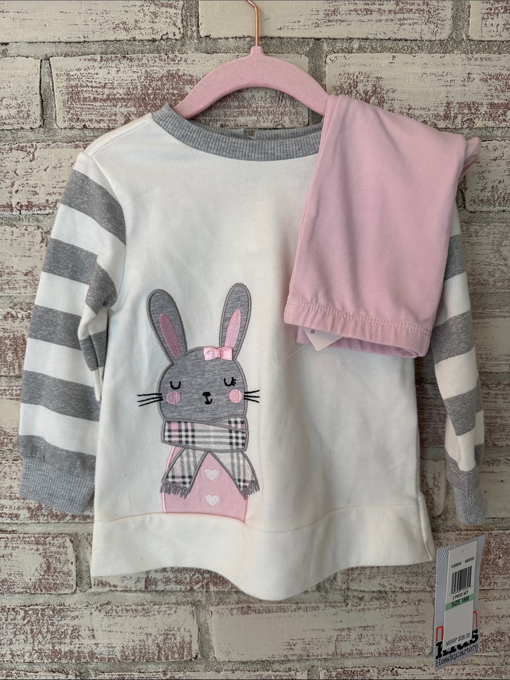 Kids Headquarters Pink & Gray Bunny Outfit